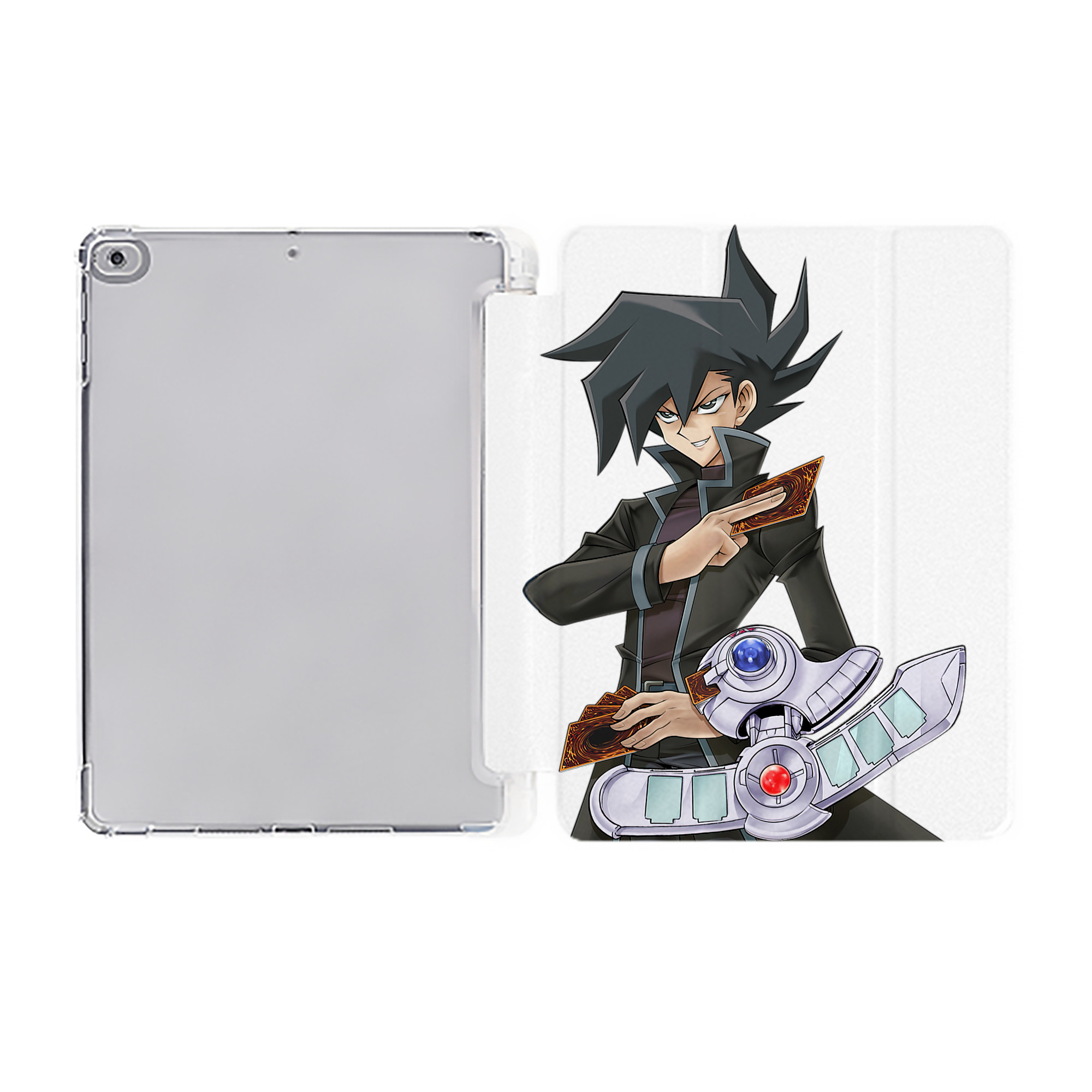 （画像用） 遊☆戯☆王 Yu-Gi-Oh! IPad ケース ペン収納付き 三つ折りスタンド PUレザー×シリコン 対応機種9.5/10.5/10.9インチ
